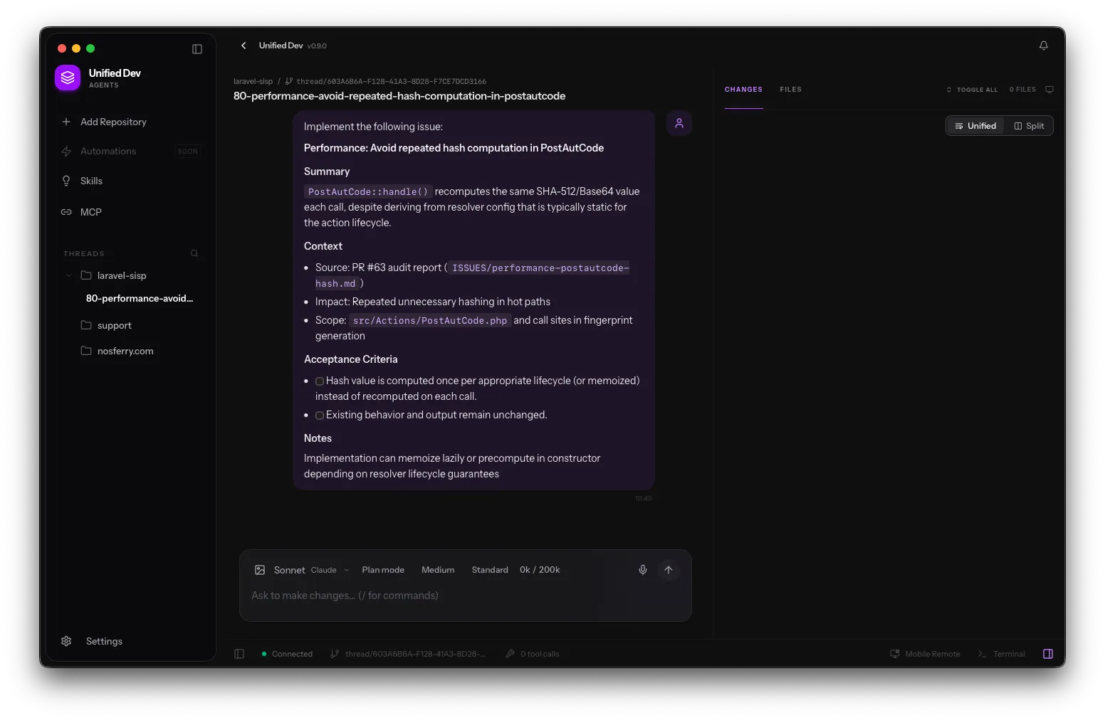 AI agent thread streaming execution