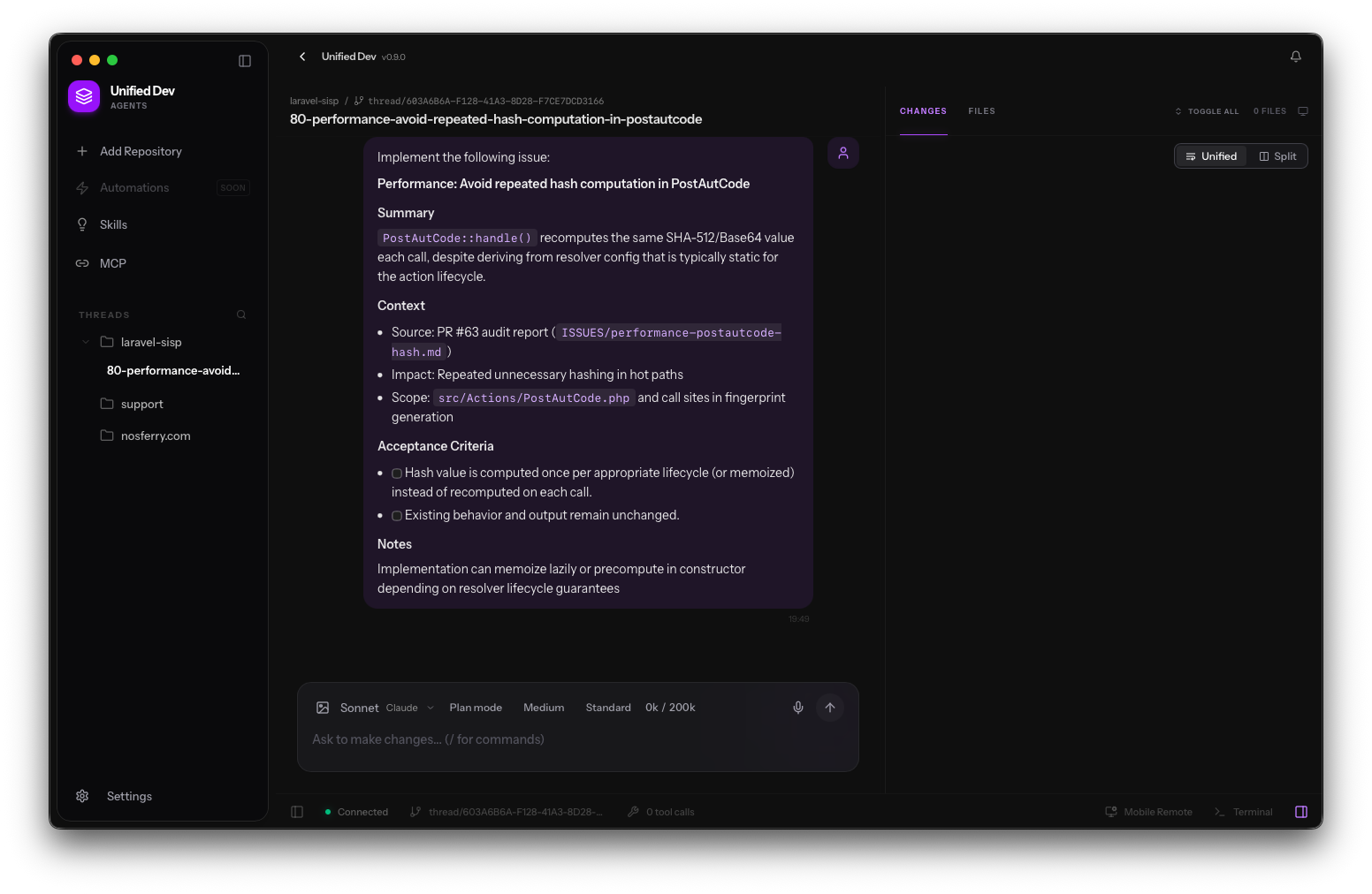 AI agent thread streaming execution
