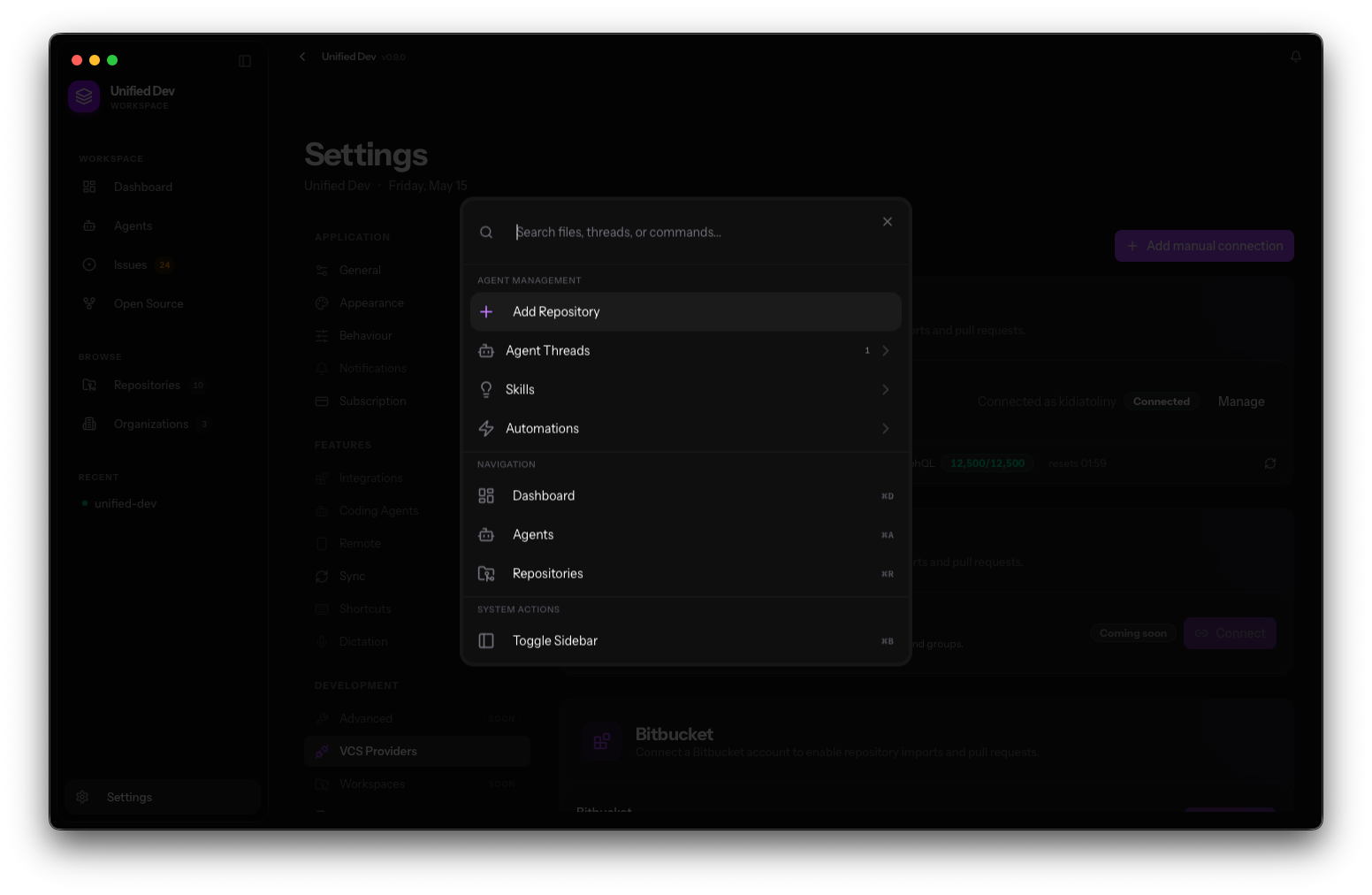 Command palette